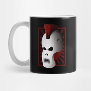 Punk Skull with Red Mohawk | Metal Skull Mask Mug